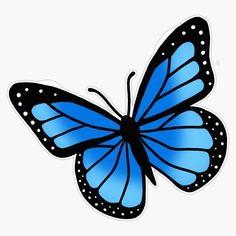 a blue butterfly with white dots on it's wings