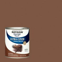 a can of rustoleum paint on a brown background