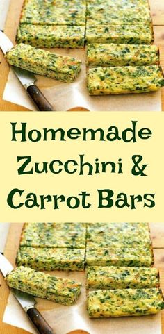 homemade zucchini and carrot bars on a cutting board