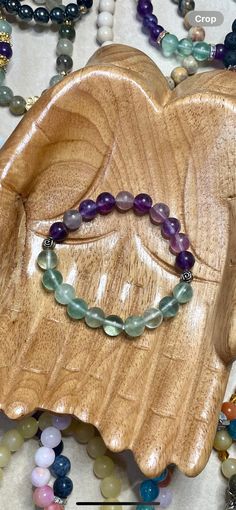 Purple fluorite, green fluorite, crystal beaded bracelet, silver flower bead accents, 7.5 inch, 8mm, natural crystal bracelet, healing crystal jewelry, yoga, meditation, birthday gift Green Fluorite Crystal, Purple Fluorite, Green Fluorite, Healing Crystal Jewelry, Crystal Beads Bracelet, Fluorite Crystal, May 7, Crystal Bracelet, Bracelet Silver