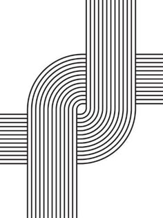 a black and white line art design with lines in the shape of an abstract pattern