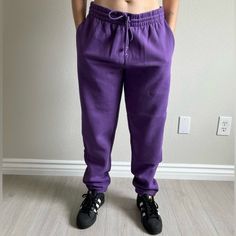 Brand New Without Tags Color: Fig Purple Waist 16.5” Unstretched Rise 12.5” Inseam 29.5” Casual Fleece Bottoms For Lounging, Casual Fleece Lounging Bottoms, Fleece Bottoms With Relaxed Fit For Lounging, Relaxed Fit Fleece Bottoms For Lounging, Cozy Streetwear Pants With Elastic Waistband, Casual Fleece Joggers For Lounging, Casual Fleece Lounging Pants, Casual Fleece Pants For Lounging, Cozy Solid Color Bottoms For Streetwear