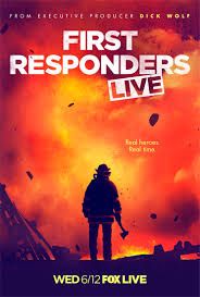 the first responders live poster is shown in front of an orange and red sky