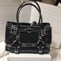 The Ultimate Satchel. Luxurious Leather And Expert Craftsmanship. A Classic! Pre-Owned And In Perfect Condition. No Scuffs/Scratches, Etc. The Inside Is Super Clean! Top Stitch For Elegance And Refinement Leather Satchel, Satchel, Silver Tone, Bag Lady, Leather, Women Shopping, Silver, Black, Color