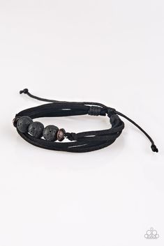 Infused with layers of black suede, black lava rocks and brown wooden beads are secured in place across the wrist for an adventurous look. Features an adjustable sliding knot closure. Sold as one individual bracelet. Adjustable Sliding Knot, Paparazzi Accessories Jewelry, Adventure Zone, Sliding Knot Closure, Lava Rock Bracelet, Lava Bracelet, Lava Rock, Sliding Knot, Paparazzi Accessories