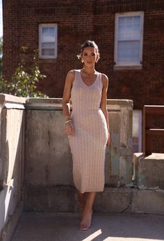 Catalina Cable Knit Sweater Dress Le Lis Beige Stretch Knit Midi Dress, Elegant Knit Maxi Dress For Day Out, Sleeveless Knit Maxi Dress For Spring, Long Knit Midi Dress For Spring, Spring Sleeveless Knit Maxi Dress, Spring Long Knit Midi Dress, Beige Knit Stretch Dress, Chic Spring Cable Knit Sweater Dress, Chic Cable Knit Sweater Dress For Spring