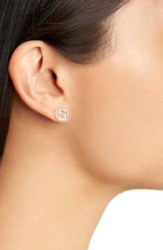 Gucci Interlocking Stud Earrings | Nordstrom Floating Earrings, Pearl Teardrop Earrings, Contemporary Earrings, Gucci Jewelry, Mini Hoop Earrings, Earring Crafts, Crystal Stud Earrings, Diamond Drops, Huggie Hoop Earrings