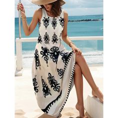 Season:Summer; Fabric:Satin; Sleeve Length:Short Sleeve; Gender:Women's; Style:Hawaiian,Bohemia; Occasion:Vacation; Fit Type:Loose Fit; Dresses Type:Black Dress; Pattern:Geometric; Design:Print; Neckline:Crew Neck; Front page:FF; Listing Date:04/02/2024; Dress Length Type:Long Dress Maxi Dress; Print Type:Print Print Dresses, Womens Black Dress, Dress Maxi, Types Of Dresses, Long Maxi Dress, Dress Pattern, Summer 2024, Pattern Geometric, Tank Dress