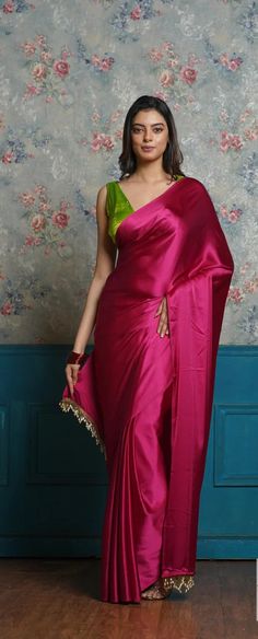 For More Latest Trending Women's outfits Just Click on the below link, https://www.etsy.com/in-en/shop/PIXAWORLD 👉Saree * Fabric :- Premium Satin Silk. * Embellishment :- Beautiful Handmade Pearl Tassels on Pallu. * Color :- As shown. * Length :- 5.5 Mtr. 👉Blouse (0.80 Mtr. - Un-stitched) * Fabric :- Premium Satin Silk. * Color :- As Shown. * Embellishment :- Plain. * Wash Care :- First Wash Dry Clean. * Quality:- Quality Product. * Occasion:- Festival, Party-wear, Wedding, Ceremony. Made to M Satin Saree Look, Satin Saree Party Wear, Plain Saree Blouse, Pink Satin Saree, Dark Pink Saree, Satin Saree Blouse, Cocktail Saree, Bridesmaid Sarees, Pearl Tassels