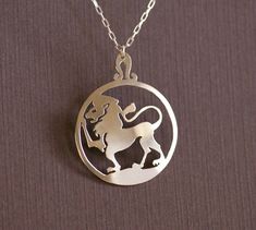 Leo Pendant - Sterling Silver Lion Necklace, Zodiac Jewelry Symbolic Silver Jewelry With Laser Engraving, Symbolic Silver Necklace With Laser Engraving, Symbolic Silver Laser Engraved Jewelry, Symbolic Laser Engraved Silver Jewelry, Sterling Silver Medallion Necklace Laser Engraved, Laser Engraved Sterling Silver Jewelry, Laser Engraved Sterling Silver Necklace, Sterling Silver Laser Engraved Pendant, Laser Engraved Sterling Silver Pendant