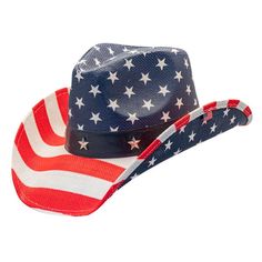 California Hat Company - American Flag Cowboy Hat - One Size - California Hat Company - American Flag Cowboy HatThis California Hat Company American flag cowboy style is a customer favorite! Great for just about any occasion, (how often is being patriotic a bad thing?), stylish, and comfortable to wear, this is a great summer style! Made of 100% durable toyo fibers, it has a wire in the brim for shapeability, hat band detail with 5 stars, a teardrop crown, and an elasticized sweatband inside for American Flag Cowboy Hat, Lifeguard Hat, Outback Hat, Vintage Fashion 1950s, Mad Hatter Hats, Vintage American Flag, Kentucky Derby Hats, Christian Dior Couture, Cowboy Style