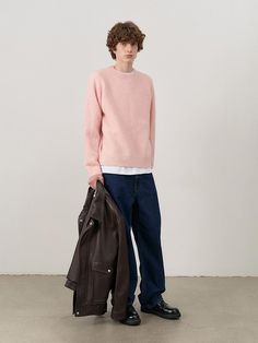 Composition : SHELL: WOOL 80%, NYLON 18%, POLYURETHANE 2%Country of Origin : CHINA Pink Sweatshirt With Ribbed Collar For Spring, Pink Fall Sweater With Ribbed Cuffs, Fall Pink Sweater With Ribbed Cuffs, Pink Crew Neck Sweatshirt With Ribbed Collar, Pink Ribbed Collar Crew Neck Sweatshirt, Winter Workwear Sweatshirt With Crew Neck, Casual Pink Sweater With Ribbed Cuffs, Oversized Pink Outerwear With Ribbed Cuffs, Pink Long Sleeve Sweater With Ribbed Cuffs