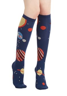 Galaxy Me Shine Socks | Mod Retro Vintage Socks | ModCloth.com Space Fashion, Nerd Fashion, Geek Fashion, Zooey Deschanel