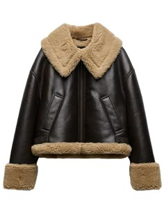 PRICES MAY VARY. Fabric:100% high grade synthetic leather.Soft PU Leather Design: Soft lamb touch faux leather jacket with Sherpa lined collar,vintage distressed black brown winter jacket,center front zipper closure, two lower pockets,Plush sherpa lining and trim details on collar, cuffs and hem. Occasion:It is perfect for casual daily wear,party dress,school activities,street style for fashionable wear, music concert or cosplay custom wear.windproof warm biker jacket. It can be worn in any occa Black Leather Jacket Family Pictures, Faux Leather Jacket Women, Dirndl Outfit, Biker Coat, Pu Jacket, Cropped Coat, Bandeau Tops, Female Shorts, Faux Leather Biker Jacket