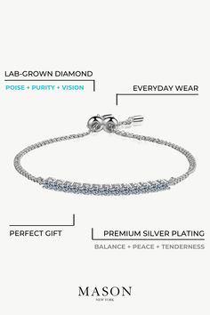 Details: • 1.3 Carat Lab-grown Diamonds• Diamond Clarity Rating Code: VVS1• Diamond Color Rating Code: D• Diamond Cut Grade: Excellent• Set in sterling silver• Length: 9 in• Benefits of Diamond: the Energy of POISE + PURITY + VISION Luxury Diamond Bracelet With Vs Clarity, Timeless Formal Hand-set Diamond Bracelet, Blue Diamond Bracelet Macy's, Luxury Hand-set Diamond White Diamond Bracelet, Bracelet For Wedding, Dazzling Hand-set Diamond Bracelet In Sterling Silver, Diamond Necklace Gift, 3 Carat Diamond, Holiday Jewelry