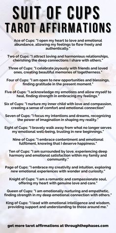 the instructions for how to make cup of cups tart affirmations