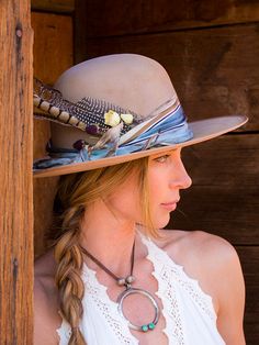 Cowboy Hat Design, Custom Cowboy Hats, Ranch Wear, Boho Hat, Vintage Leather Belts, Altered Couture, Bowler Hat, Hat Ideas, Hat Collection