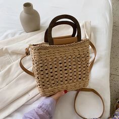 Summer Beach Bag Women Weave Handmade Straw Bag Bohemian Lady Shoulder Bag Kintted Handbag Vacation Crossbody Bag Girls Pouch Bohemian Light Brown Bag For Vacation, Bohemian Light Brown Shoulder Bag For The Beach, Trendy Beige Straw Bag With Mobile Phone Bag, Trendy Natural Straw Bag With Phone Holder, Trendy Natural Straw Bag With Mobile Phone Holder, Light Brown Bohemian Rectangular Bag, Bohemian Light Brown Rectangular Bag, Light Brown Rectangular Bohemian Bag, Vacation Shoulder Bag For Mobile Phones