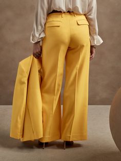 From boardroom to cocktail bar, this wide-leg trouser will have you feeling confident with an exquisitely tailored fit and a not-too-wide leg.  Crafted from a timeless all-season wool fabric from Italian mill Marzotto.  WIDE LEG FIT: High-waisted.  F Curated Closet, Pants Suit, Cocktail Bar, Wool Pants, Wool Fabric, Bananas, Extra Long, New Product, Banana Republic