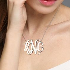 If you love our celebrity style but wanted a necklace with a bit more punch, this is it for you! And if you have a monogram obsessed friend out there, she is sure to love this monogrammed necklace as a gift! Trendy Silver Jewelry With Initials, Trendy Customizable Silver Necklace, Trendy Silver Monogram Necklace, Trendy Silver Monogram Jewelry, Trendy Silver Name Necklace As Personalized Gift, Trendy Silver Initial Pendant Necklace, Trendy Silver Name Necklace, Silver Initial Necklace With Name, Trendy Monogram Jewelry For Personalized Gifts