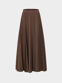 Upgrade your wardrobe with our Pleated Skirt 35"-Brown. Made with 35" of soft, pleated fabric, this skirt adds effortless style and sophistication to any outfit. Brown Flowy Pleated Maxi Skirt, Spring Brown Flowy Pleated Skirt, Brown Flowy Pleated Skirt For Spring, Chic Brown Skirted Bottoms, Spring Brown Relaxed Maxi Skirt, Brown Flared Gathered Skirt, Brown Flared Gathered Skirt Bottoms, Brown Full Lined Skirt, Brown Full Skirt With Lining