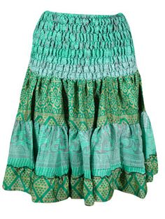 Ruched Skirt Boho Sea Green Floral Beach Recycle Silk Skirts S/M Green Bohemian Mini Skirt For Summer, Traditional Beach Skirt For Summer, Bohemian Green Mini Skirt For Summer, Traditional Summer Beach Skirt, Summer Flowy Green Mini Skirt, Summer Green Flowy Mini Skirt, Green Summer Mini Skirt For Beach, Green Summer Mini Skirt For The Beach, Flowy Green Mini Skirt For Summer