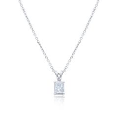 14kt White Gold Solitaire Pendant with 0.50 Cts Luxury Single Diamond Square Pendant Necklace, Modern White Gold Solitaire Necklace Luxury, Emerald Cut Solitaire Necklace In Diamond White, Fine Jewelry Emerald Cut Diamond Necklace With Prong Setting, Princess Cut Diamond Necklace With Diamond Cut, Brilliant Cut Princess Diamond Necklace, Fine Jewelry Emerald Cut Diamond Necklace With Vvs Clarity, Classic Cubic Zirconia Diamond Necklace With Emerald Cut, Emerald Cut Vvs Clarity Diamond Necklace