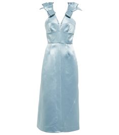 Jil Sander - Bustier satin midi dress | Mytheresa Turtle Neck Gown, Samba Dress, Fashion Souls, Cutout Gown, Amanda Dress, Oscar Dresses, Sequin Midi Dress, Embellished Gown, Column Gown