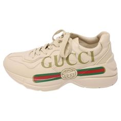 Gucci Women's Rhyton Logo Sneakers, Features the Gucci vintage logo, Gucci logo tag, rubber sole and mid heel. Material: Leather Size: EU 37.5 Heel Height: 6cm Overall Condition: Excellent Interior Condition: Like new Exterior Condition: Like new * with box Tenis Gucci, Sneakers Gucci, Shoes Beige, Gucci Women, Gucci Vintage, Gucci Logo, Logo Vintage, Logo Tag, Gucci Shoes