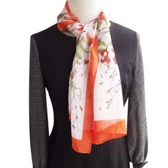 Blossom Soft & Thin Wrap Gauzy Scarf Shawl Blossom Design, Orange Blossom, Scarf Shawl, Floral Tie, Alexander Mcqueen Scarf