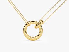 Experience the elegance of unity with our Interlocking Circles Necklace in radiant 14k Solid Gold, featuring a unique design with a double chain. Meticulously crafted, this captivating piece showcases two interlocking circles, symbolizing the eternal bond of connection and harmony. FEATURES • Made to Order • Height: 14.50 mm • Width: 14.50 mm • Gold Kt: 14k Solid Gold, 18k Solid Gold • Available Colors: Rose Gold, Yellow Gold, White Gold • Available Length Range: 14 Inches - 20 Inches (Custom le Luxury Open Circle Necklace For Women, Modern Yellow Gold Open Circle Necklace, Modern Jewelry With Solid Link Construction For Anniversary, Modern Link Jewelry For Anniversary, Modern Yellow Gold Open Circle Jewelry, Formal Link Jewelry With A Modern Twist, Yellow Gold Open Circle Jewelry For Formal Occasions, Modern Yellow Gold Infinity Jewelry, Interlocking Circle Necklace