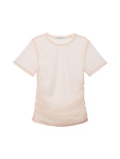 This is a casual and trendy top by INSTANTFUNK that is made out of high quality and sturdy material. With distinctive mood of the design and comfortable wear, you can style it for your casual summer outfit.- Unique mesh shirring detail- Standard silhouette and round neckline- Trendy and unique mood Pink Fitted Top With Short Sleeves, Pink Fitted Short Sleeve Top, Summer Stretch Blouse With Crew Neck, Stretch Short Sleeve Top For Summer, Summer Stretch Crew Neck Blouse, Summer Stretch Ruched Mesh Top, Trendy Pink Stretch Short Sleeve Top, Summer Stretch Mesh Top With Crew Neck, Stretch Mesh Top Crew Neck For Summer