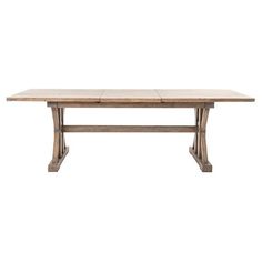 a wooden table with two legs and a square top on an isolated white background,