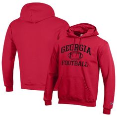 Layer up with an unquestionable showing of Georgia Bulldogs spirit in the form of this Football Icon hoodie from Champion. It features a Georgia Bulldogs wordmark and football graphic resting in between, leaving no doubt that you're see to see your squad take it to their opponents when it's go time. The front pouch pocket offers a classic look and convenient, small-item storage that makes this midweight pullover a strong choice at the first sign of cooler temperatures. Georgia Bulldogs Football, Georgia Football, Bulldogs Football, Football Icon, Small Item Storage, Georgia Bulldogs, Red Hoodie, Classic Looks, Pocket Pouch