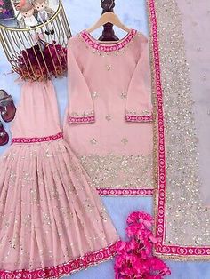 ad eBay - BOLLYWOOD INDIAN PAKISTANI ETHNIC PARTY WOMEN FAUX GEORGETTE TOP PLAZZO D924 - Buy Now, click the link (eBay) Georgette Tops, Party Women, Heavy Embroidery, Sequence Work, Party Wear, Shoe Accessories, Shoes Accessories, How To Wear, Clothes