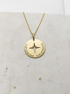 WE SHIP ALL PARCELS IN ONE BUSINESS DAY FOR FREE AND PROVIDE THE SPEEDIEST DELIVERY! Engraved Compass Design Necklace - Location Pendant Necklace - Handmade Coordinates Gold Jewelry - Engraved Compass Gold Necklace Engraved Compass Pendant Necklace made out of 14K Solid Gold. Available only in Yellow Gold finish. An elegant piece of jewelry that is a perfect gift to yourself and your loved ones. Charm Thickness: 0.5mm Jump Ring inner diameter: 4mm Add your engraved personalization at the back of 14k Gold Compass Design Jewelry Gift, Sterling Silver Gold Necklace With Compass Design, Sterling Silver Yellow Gold Compass Design Necklace, Sterling Silver Yellow Gold Necklace With Compass Design, 14k Gold Tarnish Resistant Necklace For Anniversary, Engraved Yellow Gold Charm Necklace For Anniversary, 14k Gold Compass Design Necklace, 14k Gold Compass Design Round Necklace, Silver 14k Gold Necklace With Compass Design