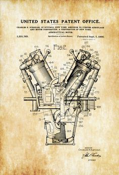 an old paper with the blueprinted drawing of a motorcycle engine