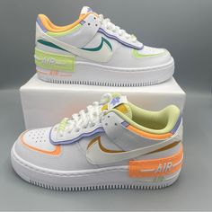 Nike Air Force 1 Shadow Casual Shoes Multi-Color/ White/Women Product Details Instructions For The Care Of The Material Machine Wash Material Of The Sole Gum Tvpe Of Closure Laces Water Resistance Level Water Repellent About This Article Flexible Leather Blankets On The Top For A Rich And Luxurious Look Details Of The Iconic Design Of Air Force 1 "Shadow" Pieces For A Unique Game In A Classic Layered Pieces Add A Rich Texture. Slightly Raised Midsole For A Touch Of Height Rubber Sole With Non-Sl Nike Air Force Low, Bb Shoes, Nike Air Force 1 Shadow, Air Force 1 Shadow, Custom Nike Shoes, Shoes Outfit Fashion, Iconic Design, Womens Slides, Fabulous Shoes