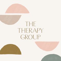 the therapy group logo on a white background with pink, blue and green circles around it