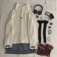 가을 패션, White Sweater, Girly Outfits, Casual Style Outfits, Lookbook Outfits, Dream Clothes, Look Cool