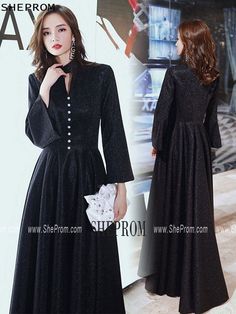 Classy Long Black Aline Evening Dress With Flare Long Sleeves Ref.AM79020 at SheProm. SheProm.com is an online store with thousands of dresses, range from Preview and so on. Not only selling #PreviewDresses more and more trendy dress styles will be updated daily to our store. All instock with stable shipping. Shop now to get 10% off! Dressy A-line Evening Dress For Party Season, Holiday A-line Midi Dress For Night Out, Evening A-line Midi Dress For Night Out, Holiday Evening A-line Midi Dress, Dressy Midi Dress For Prom And Holiday, Holiday Dressy Midi Dress For Prom, Holiday Midi Dress For Prom, Dressy Holiday Midi Dress For Prom, Elegant A-line Evening Dress For Winter