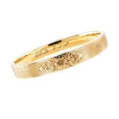 For Sale on 1stDibs - Antique yellow gold slip-on bangle bracelet dated 1912. * SPECIFICATIONS: DESIGN MOTIF: The engraved design motif repeats at each of the cardinal points. Cardinal Points, Cardinal Point, Engraved Design, Estate Jewelry, Bangle Bracelet, Design Details, Bangle Bracelets, Gold Bracelet, Bangles