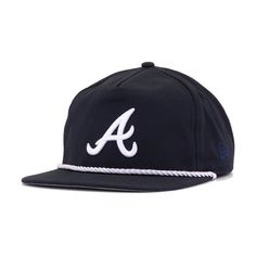 Adjustable hat. One size fits most (OSFM). New Era Cap Golfer snapback hat for the Atlanta Braves in official team colors. The Golfer Snapback is built for two things: durability and comfort. The unstructured crown actually allows the hat to be more durable, affording more flexibility to the adjustable hat. Use of premium cotton keeps the hat lightweight so it’s easy to keep this on for longer periods of time. Sweatband and mesh lining on the inner part of the front keeps sweat from getting in y Cotton Crown, Helmet Hat, New Era Hats, World Baseball Classic, Black Crown, Mlb Teams, New Era Cap, New Era 59fifty, Oakland Athletics