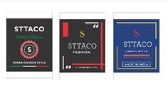 three different types of business cards with the words staco, fashion and style on them