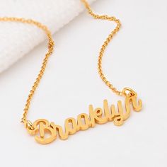 "Personalized Own Name Script Jewelry Gifts for Her: Engraved classic dainty nameplate necklace in 18k gold, rose gold, sterling silver 925. The perfect gift for mom, grandma, wife, sister, best friend or yourself. ✨ SIZE & MATERIALS ✨ Material: Sterling Silver 925, 18K Gold Plated Sterling Silver 925, 18K Rose Gold Plated Sterling Silver 925, 18K Gold Vermeil Plated Sterling Silver 925 Thickness: 1.1mm / 0.04\" Height of pendant: 11.68mm x 22.86mm / 0.46\" x 0.9\" Chain style: Cable Chain l Personalized 14k Rose Gold Necklace, Rose Gold 14k Personalized Gift Necklace, Rose Gold 14k Gold Necklace For Personalized Gift, Customizable Rose Gold Necklace For Her, Personalized Rose Gold 14k Gold Necklace, Personalized Rose Gold 14k Necklace, Rose Gold Sterling Silver Name Necklace With Chain, Personalized White Gold-plated Name Necklace, Rose Gold Engraved Name Necklace In Gold Plated