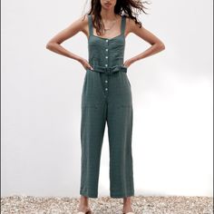 Zara Maya Jumpsuit Long Textured Jumpsuit 7 Button Down Closure With Belt 2 Pockets In Front Made With 100% Cotton, Soft Light Linen Like Material Brand New With Tags, Perfect Condition Just As Pictured Summer Overalls With Button Closure, Summer Overall Jumpsuits And Rompers With Button Closure, Summer Jumpsuits And Rompers With Button Closure, High Waist Summer Overalls For Workwear, High Waist Summer Workwear Overalls, Chic Summer Overalls With Buttons, High Waist Overalls With Buttons For Spring, High-waisted Buttoned Overalls For Spring, High-waist Overalls With Buttons For Spring