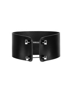 Show off your gothic side with the Sabrina Choker, a striking accessory made from leather and adorned with solid stainless steel barbels and screws. This choker is perfect for those who want to make a statement and add a touch of edge to their outfit. Whether you're attending a concert or a night out with friends, the Sabrina Choker is the ideal choice for elevating your style game Edgy Metal Jewelry With Black Band, Modern Leather Choker Jewelry, Edgy Leather Choker Jewelry, Edgy Leather Choker, Modern Black Metal Choker, Modern Adjustable Black Choker, Edgy Leather Jewelry With Black Band, Edgy Leather Jewelry For Concerts, Adjustable Edgy Leather Choker