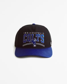 Show your team spirit with the Abercrombie & Fitch Men's Indianapolis Colts Snapback Hat, a perfect blend of style and sportiness. This hat is designed to impress with its vintage-inspired look and robust twill fabric.

- Color: Black and Blue
- Size: One Size Fits Most
- Material: Twill Fabric
- Gender: Male
- Features: Embroidered Indianapolis Colts logo, Adjustable snapback closure

Ideal for game day or casual wear, this hat is a must-have for any Colts fan. The adjustable snapback ensures a Collegiate Snapback Hat, Throwback Adjustable Trucker Baseball Cap, Throwback Flat Brim Adjustable Baseball Cap, Throwback Adjustable Flat Brim Baseball Cap, Throwback Adjustable Flat Bill Baseball Cap, Throwback Adjustable Flat Bill Hat, Adjustable Throwback Hat For Baseball Season, Adjustable Snapback Hats For Fan Gear, Adjustable Snapback Fan Gear Hats