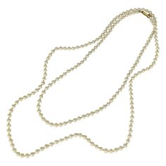 Miriam Haskell Long Faux Pearl Necklace of freshwater pearls with signed clasp. Long strand that can be wrapped several times. 52" with 6mm beads. 1960's USA. Miriam Haskell, Faux Pearl Necklace, Faux Pearl, Fresh Water, Freshwater Pearls, Pearl Necklace, Beaded Necklace, Jewelry Necklaces, Signs