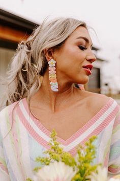 – These are giving every bunny love easter vibes – Lightweight beaded earrings in stunning pastel colors with contrasting gold and silver accent – Adorable daisy studs with a dangling EASTER pendant – Measures at 4-inches in length Easter Vibes, Daisy Studs, Happy Vibes, Silver Accents, Women Clothing Boutique, Online Womens Clothing, Happy Easter, Pastel Colors, Gold And Silver